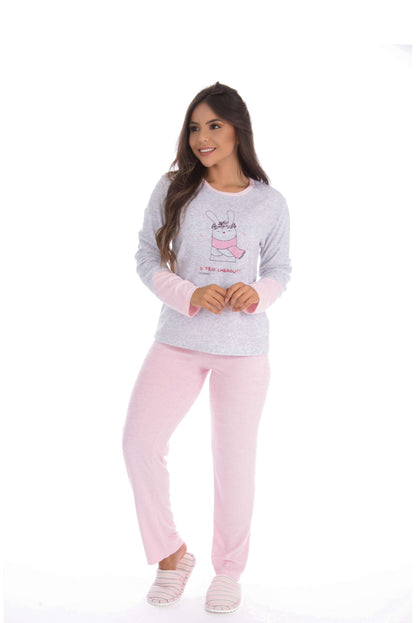 Pijama em plush com estampa em estampas variadas – Doce Malícia