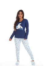 Pijama estampado manga longa em azul-Marinho – Doce Malícia