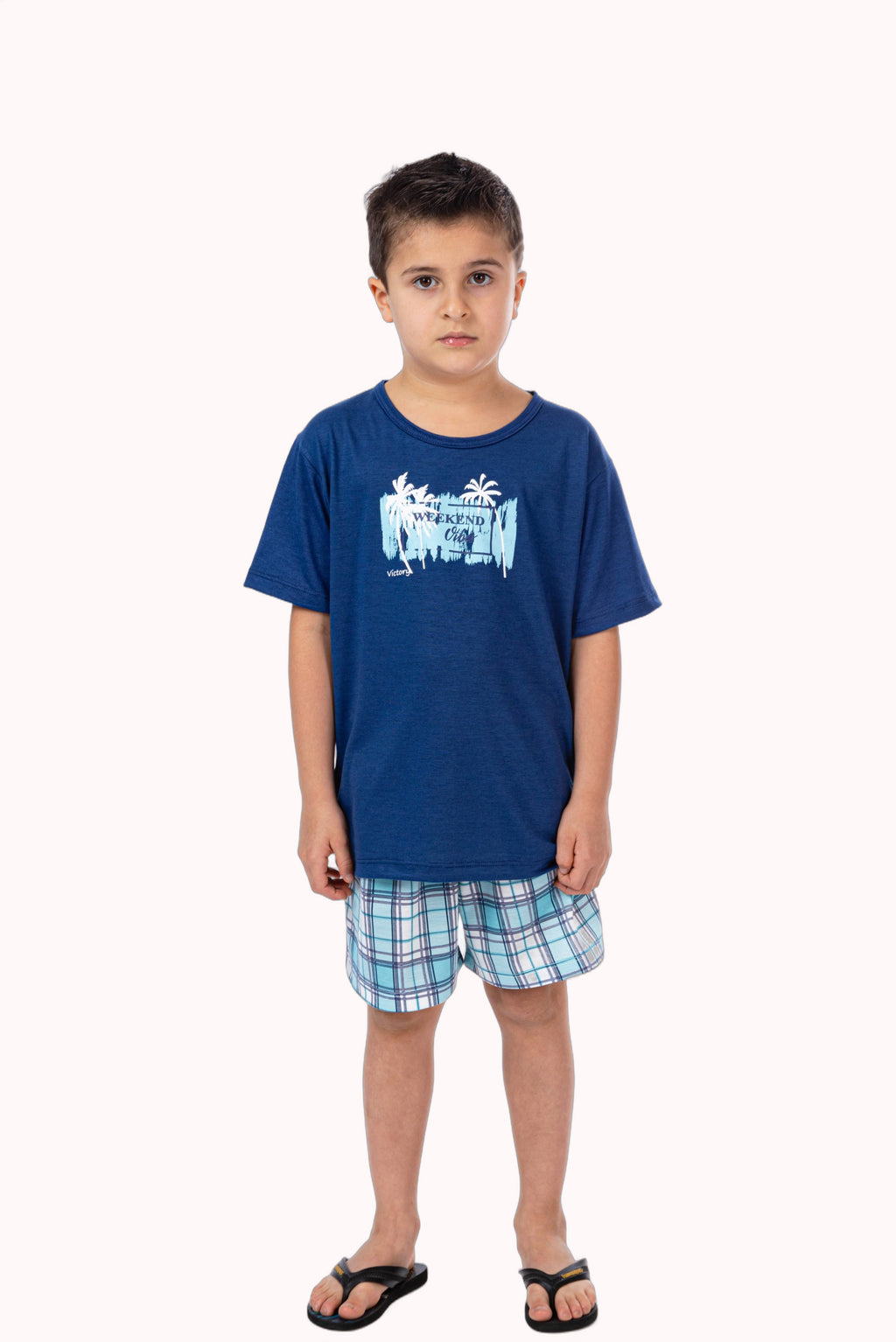 Pijama manga curta infantil xadrez – Doce Malícia