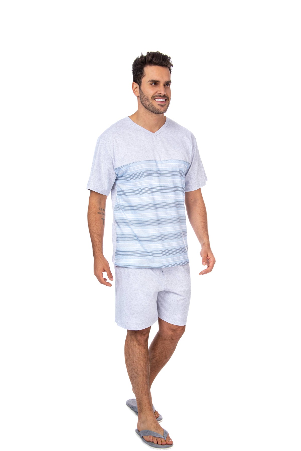 Pijama masculino Manga Curta Top em Branco – Doce Malícia