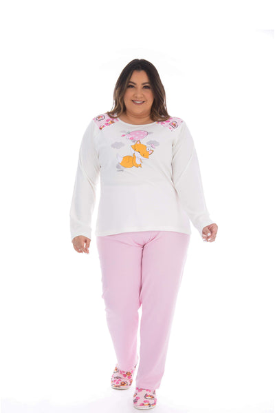 Pijama plus size com blusa estampada em estampas variadas – Doce Malícia