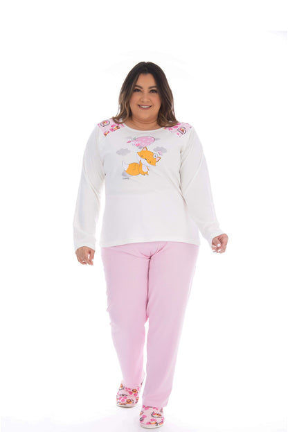 Pijama plus size com blusa estampada em estampas variadas – Doce Malícia