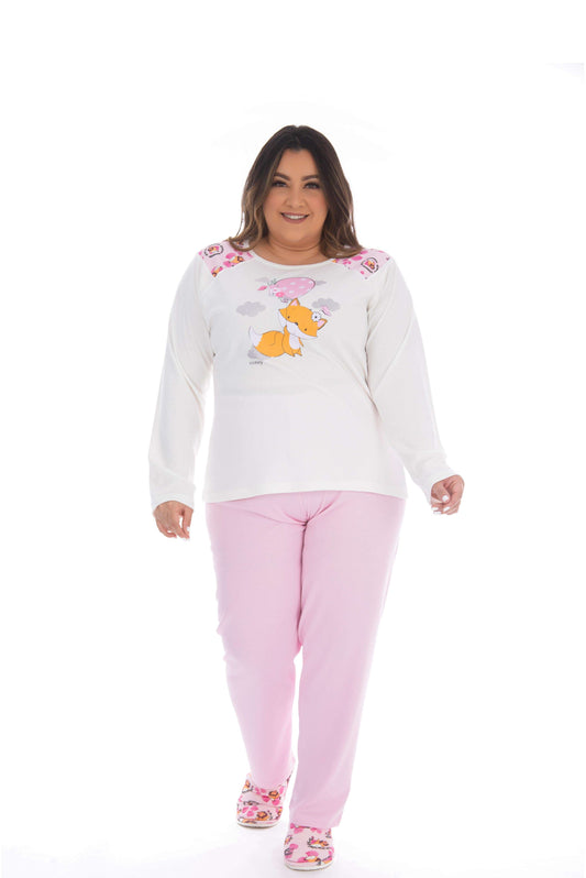 Pijama plus size com blusa estampada em estampas variadas – Doce Malícia