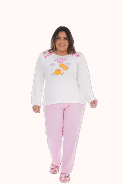 Pijama plus size com blusa estampada – Doce Malícia