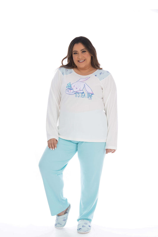 Pijama plus size com blusa estampada em estampas variadas – Doce Malícia
