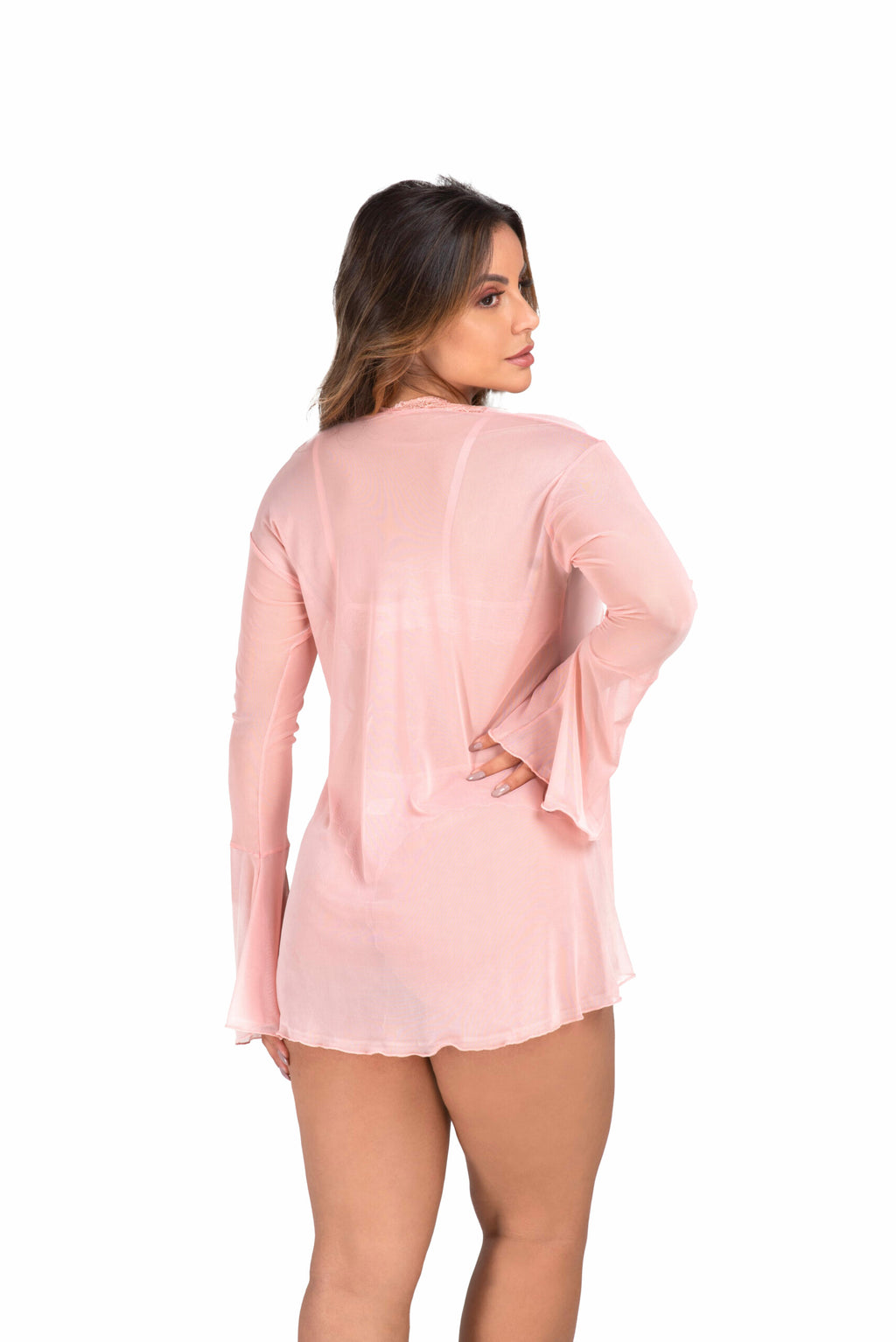 Robe sensual em tule em Branco – Doce Malícia