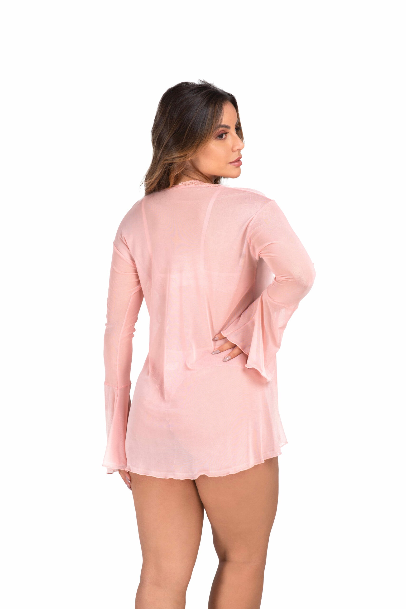 Robe sensual em tule em Branco – Doce Malícia