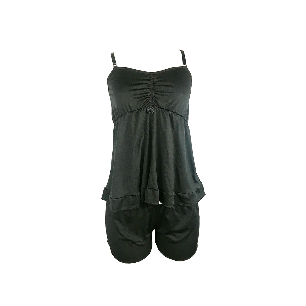 Short doll de microfibra com babado em azul – Doce Malícia