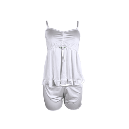 Short doll de microfibra com babado em azul – Doce Malícia