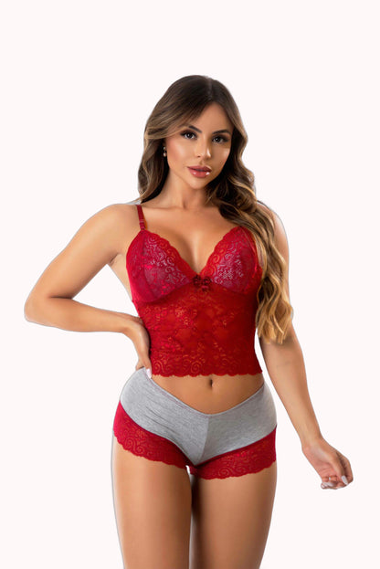 Short Doll em Algodão e Renda