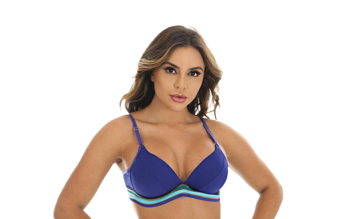 Soutien de bojo com elástico colorido em azul – Doce Malícia