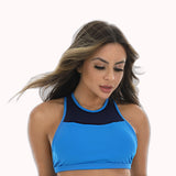 Top fitness azul com tela azul marinho – Doce Malícia