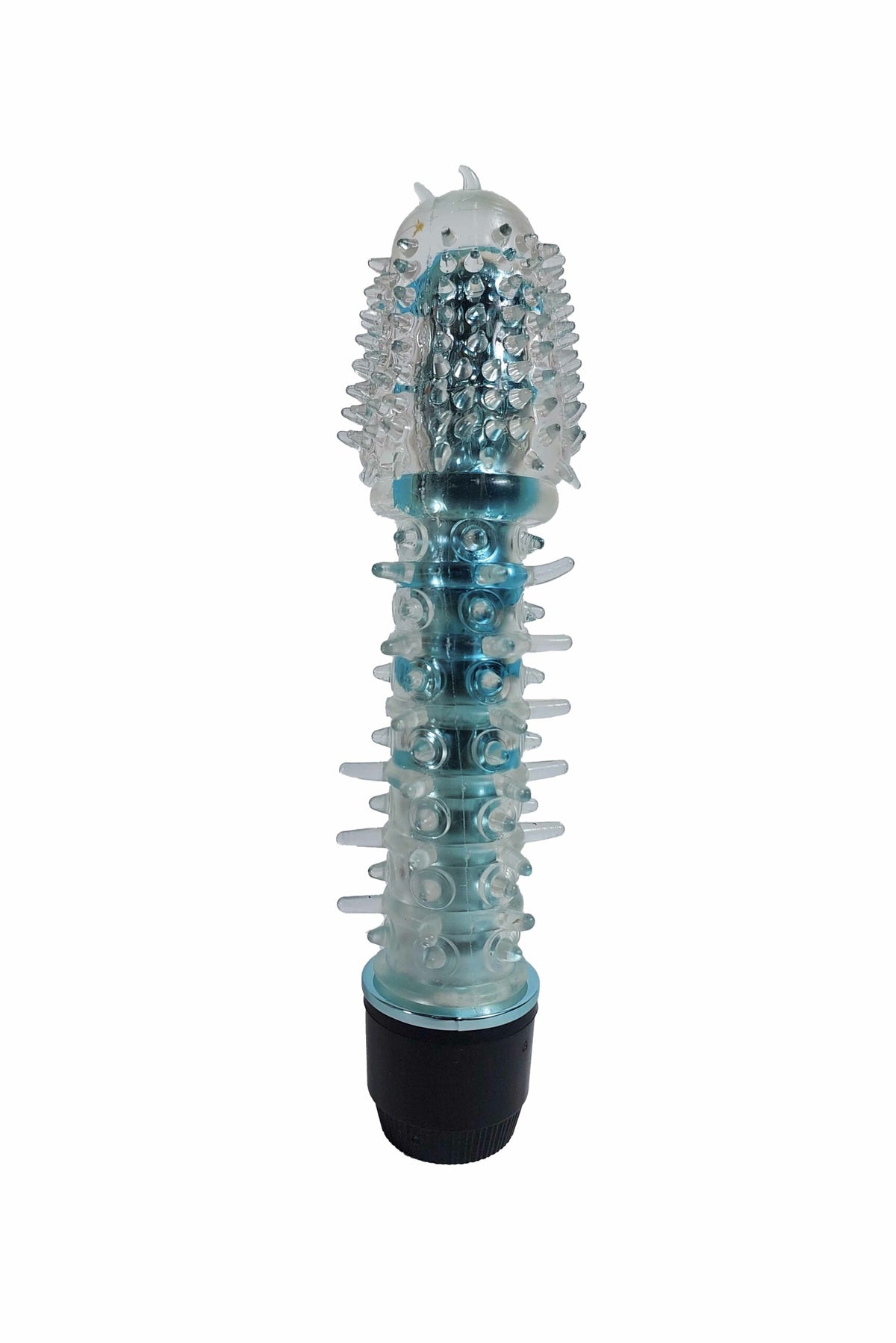 Vibrador com Capa Transparente e Saliências em azul claro – Doce Malícia