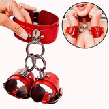 Algema com Coleira Bondage Ajustável Vermelho – Doce Malícia