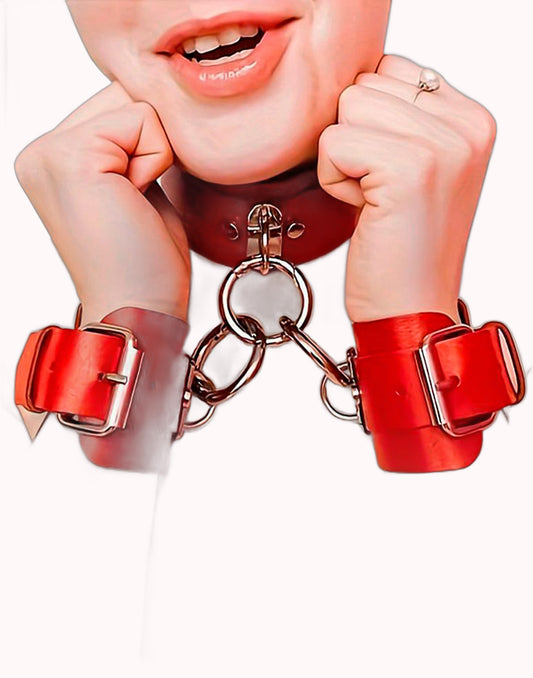 Algema com Coleira Bondage Ajustável Vermelho – Doce Malícia