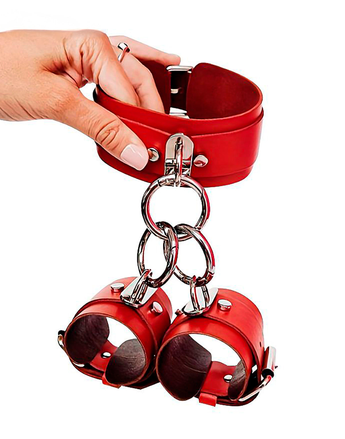 Algema com Coleira Bondage Ajustável Vermelho em Vermelho – Doce Malícia