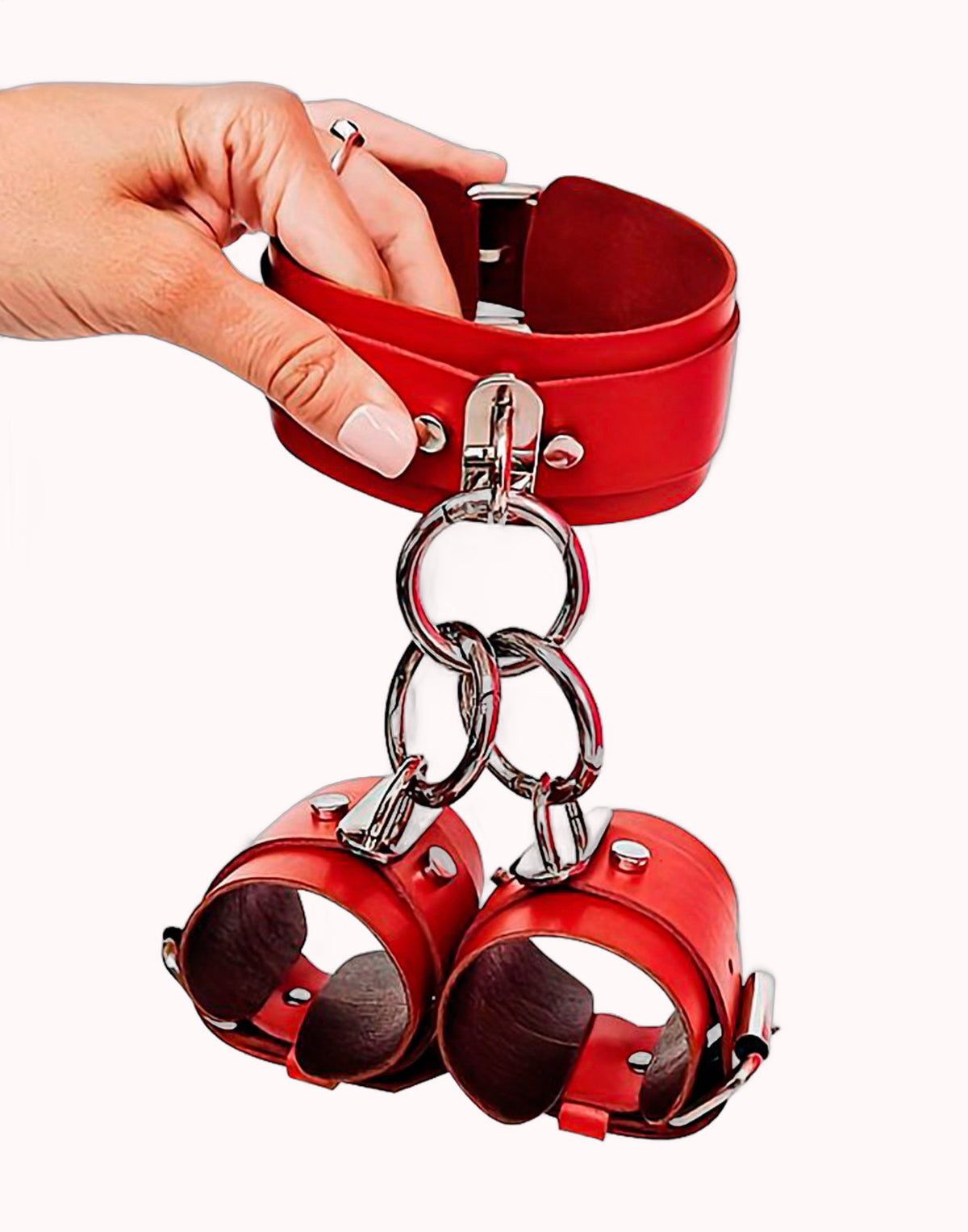 Algema com Coleira Bondage Ajustável Vermelho – Doce Malícia