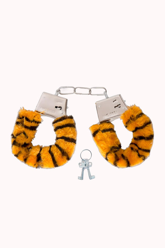 Algema de Metal com Pelúcia – Estampa de Tigre – Doce Malícia