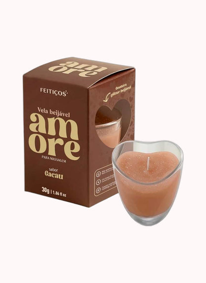 Vela Beijável Amore Cacau 30g – Doce Malícia
