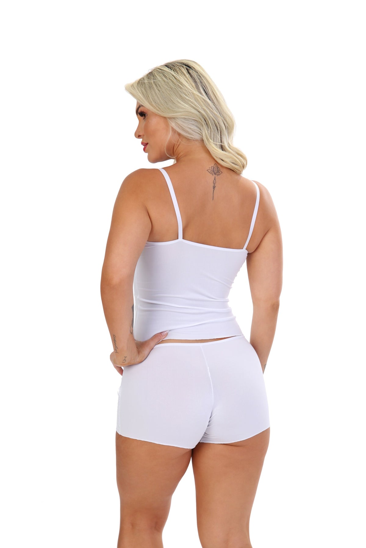 Baby doll em microfibra com renda em Branco – Doce Malícia