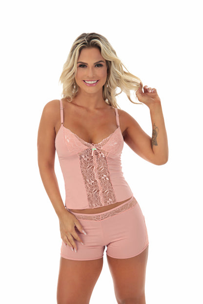 Baby doll em microfibra com renda em Branco – Doce Malícia