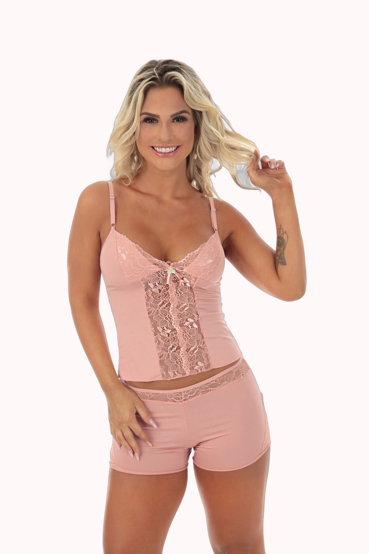 Baby Doll em Microfibra com Renda