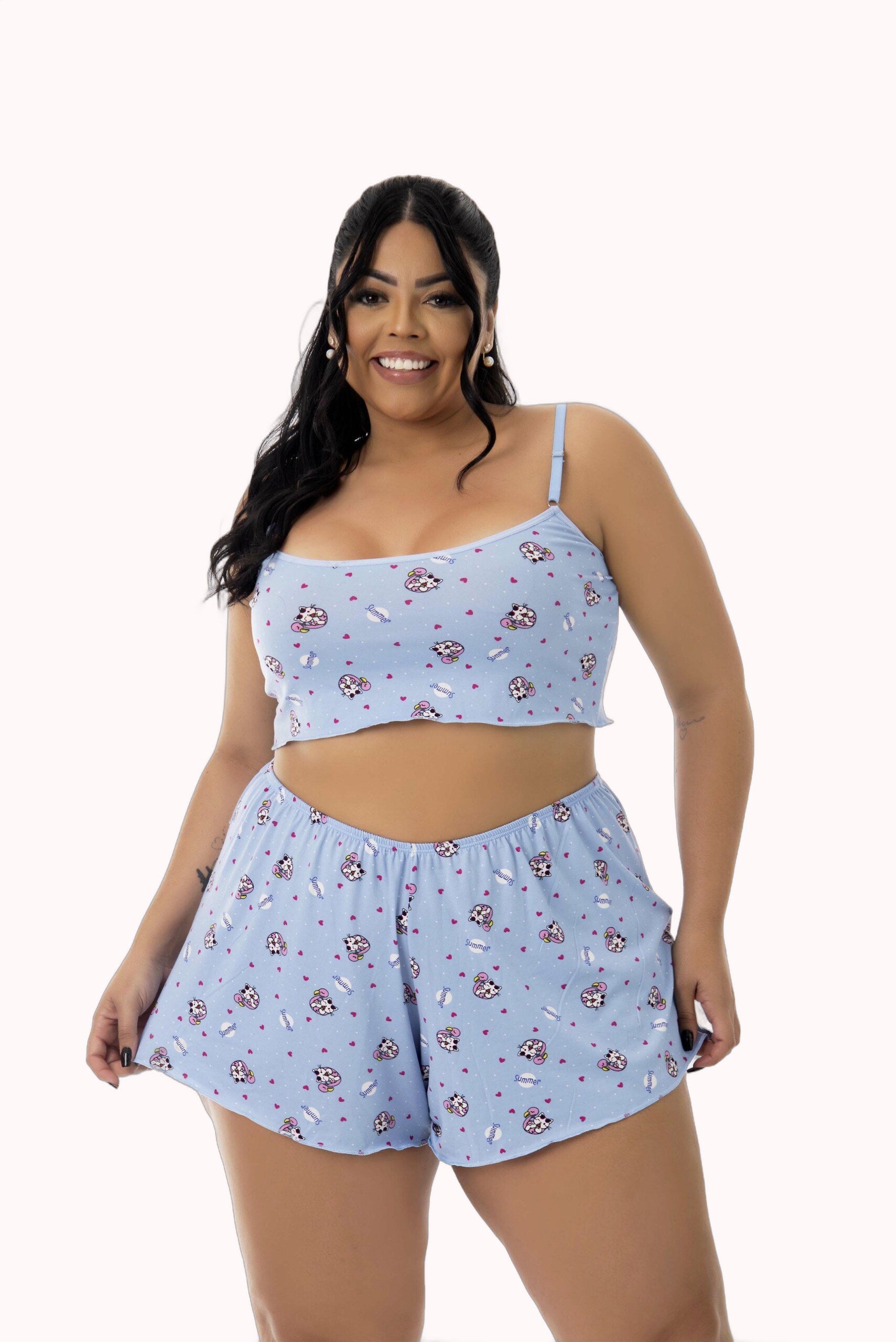 Baby Doll em Suede Estampado Plus Size – Doce Malícia