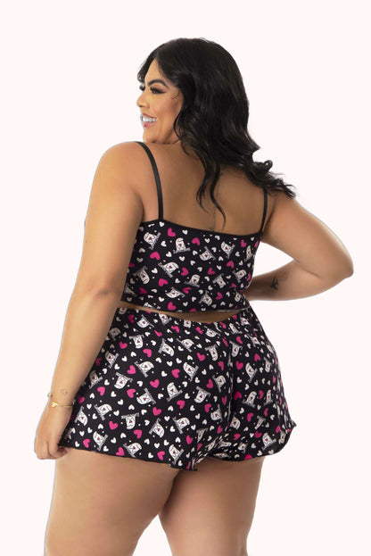 Baby Doll em Suede Estampado Plus Size – Doce Malícia