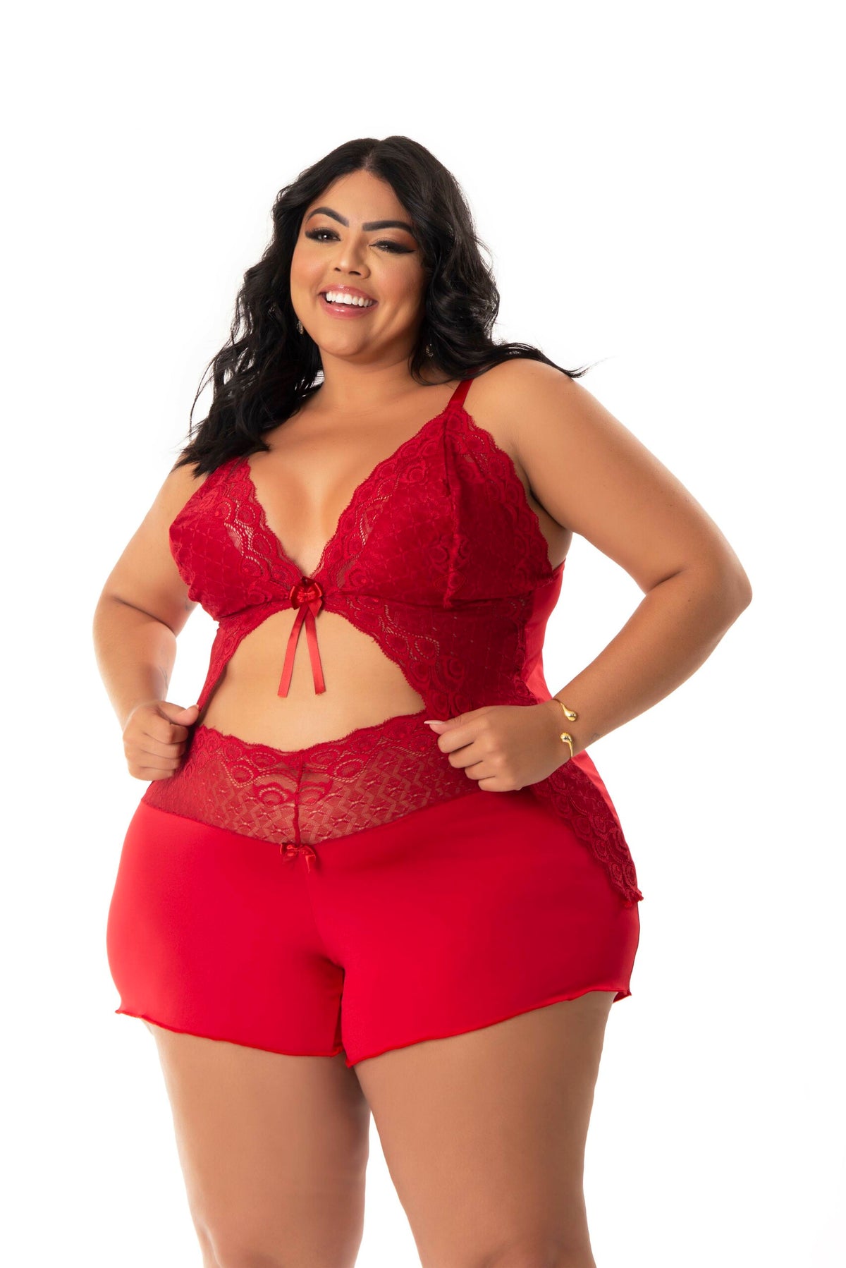 Baby Doll feminino plus size em azul-Marinho – Doce Malícia