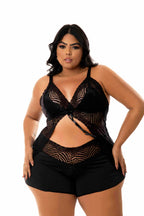 Baby Doll feminino plus size em azul-Marinho – Doce Malícia