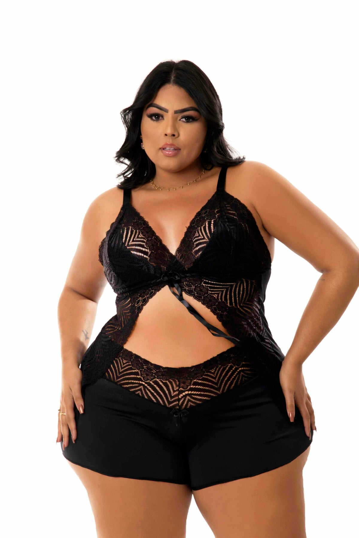 Baby Doll feminino plus size em azul-Marinho – Doce Malícia