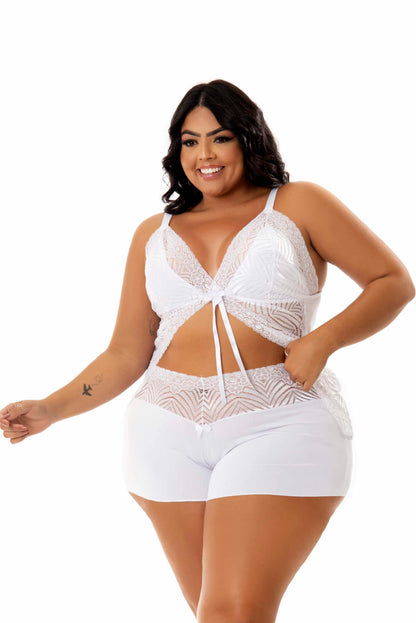 Baby Doll feminino plus size em azul-Marinho – Doce Malícia