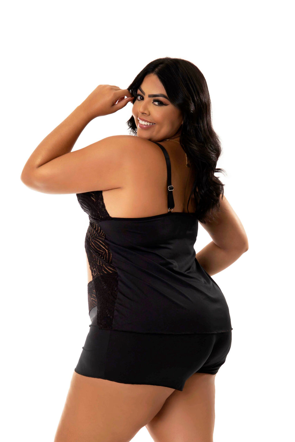 Baby Doll feminino plus size em azul-Marinho – Doce Malícia