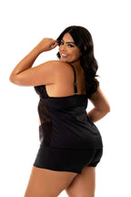 Baby Doll feminino plus size em azul-Marinho – Doce Malícia
