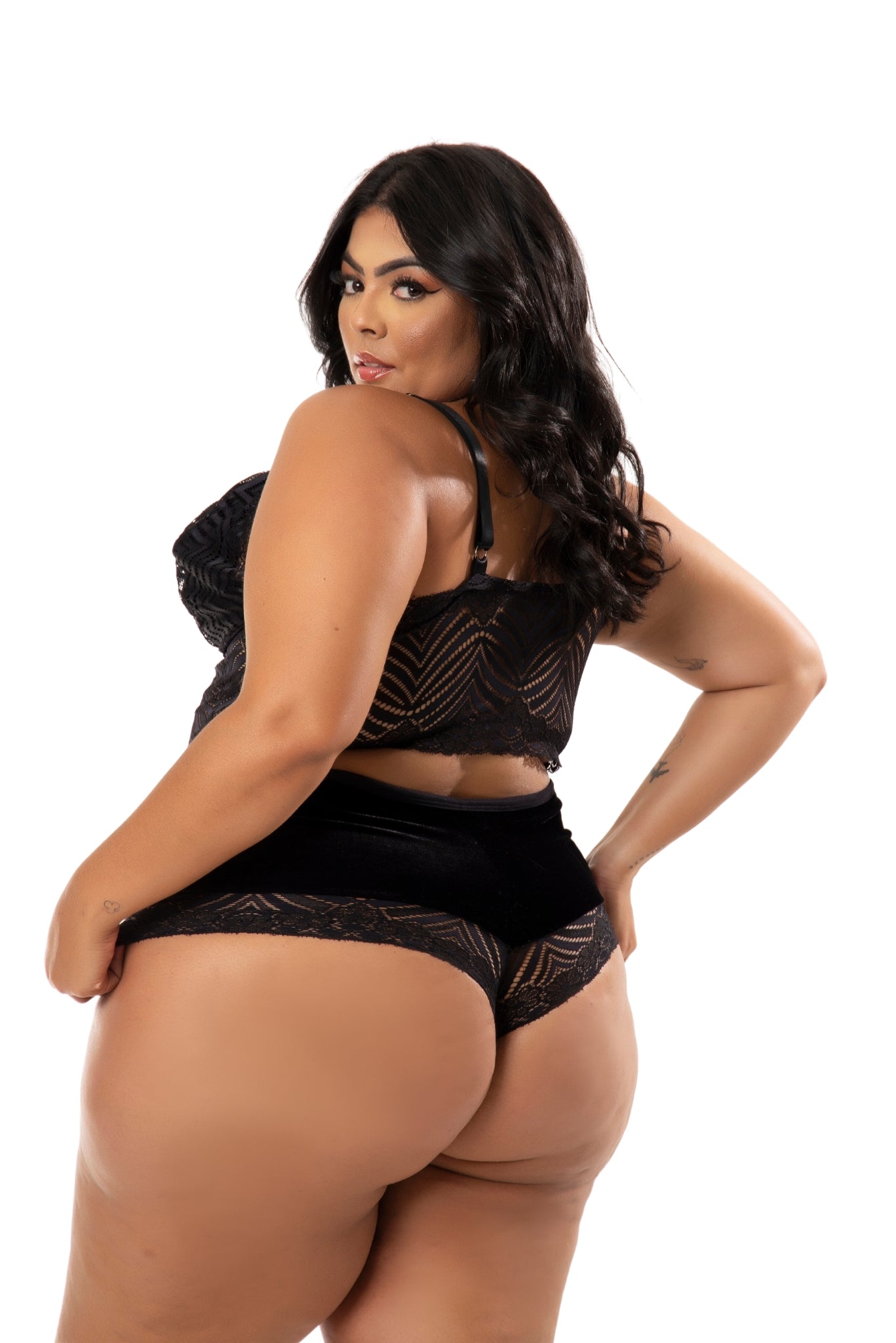 Baby Doll Plus Size de veludo em azul-Marinho – Doce Malícia