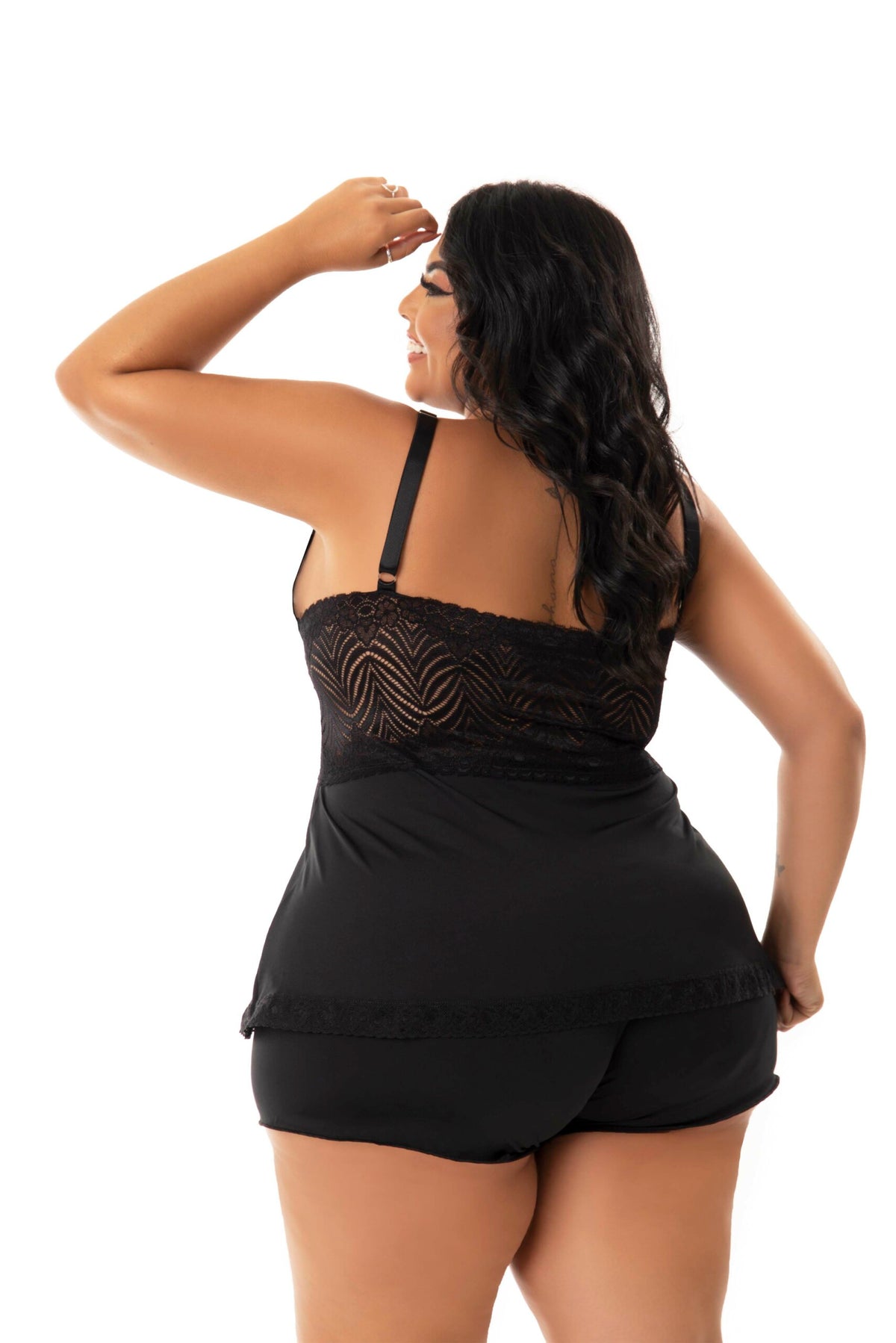 Baby Doll Plus Size com renda em Branco – Doce Malícia