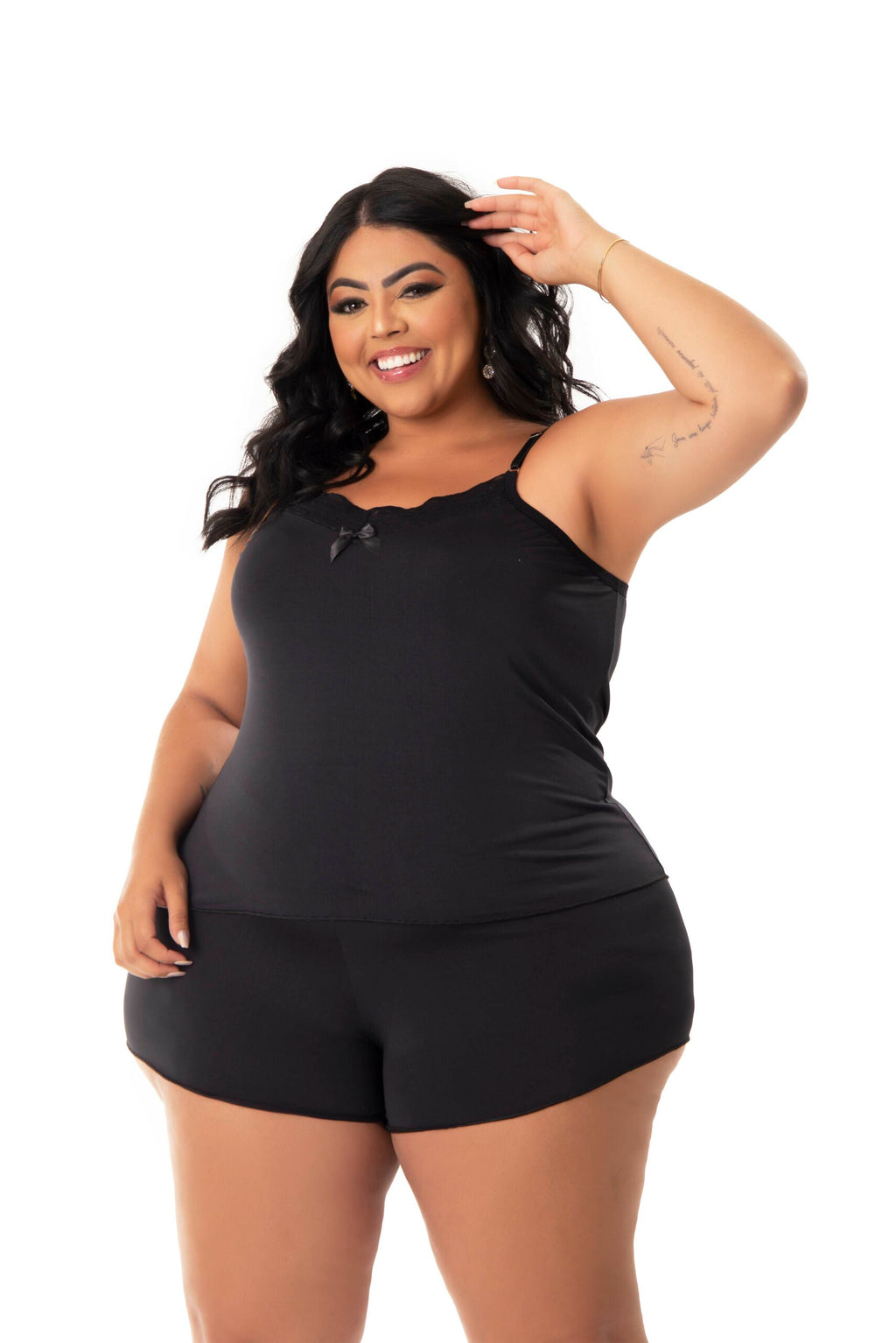 Baby Doll Plus Size com Renda em azul-Marinho – Doce Malícia