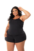 Baby Doll Plus Size com Renda em azul-Marinho – Doce Malícia