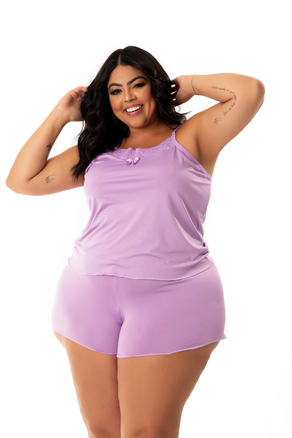 Baby Doll Plus Size com Renda em azul-Marinho – Doce Malícia
