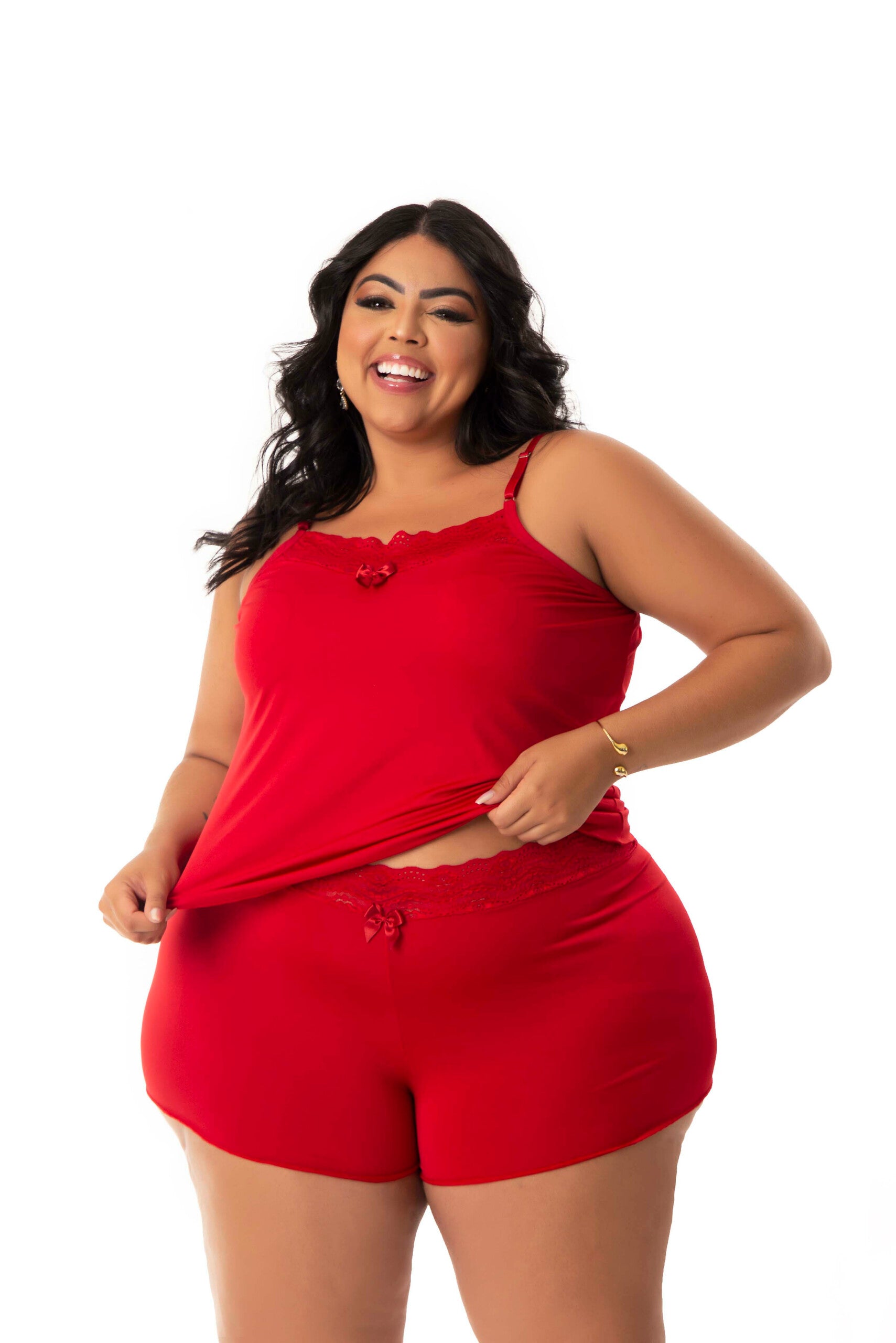 Baby Doll Plus Size com Renda em azul-Marinho – Doce Malícia