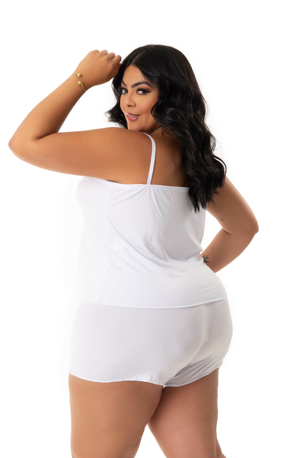 Baby Doll Plus Size com Renda em azul-Marinho – Doce Malícia