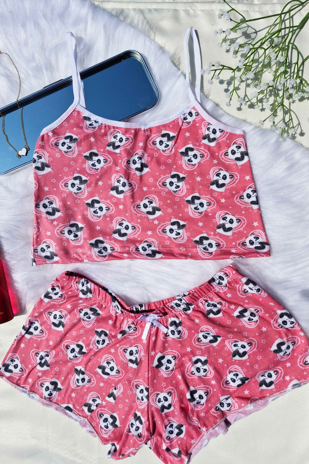 Baby Doll em Suede Estampado em Branco – Doce Malícia