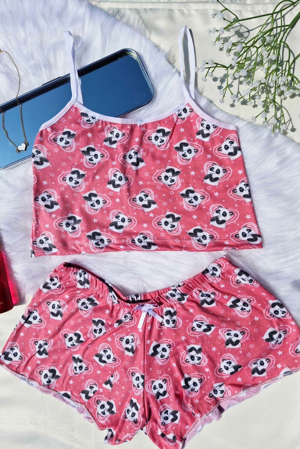 Baby Doll em Suede Estampado em Branco – Doce Malícia