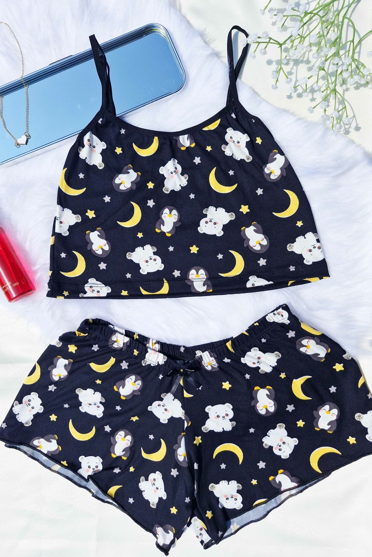 Baby Doll em Suede Estampado em Branco – Doce Malícia
