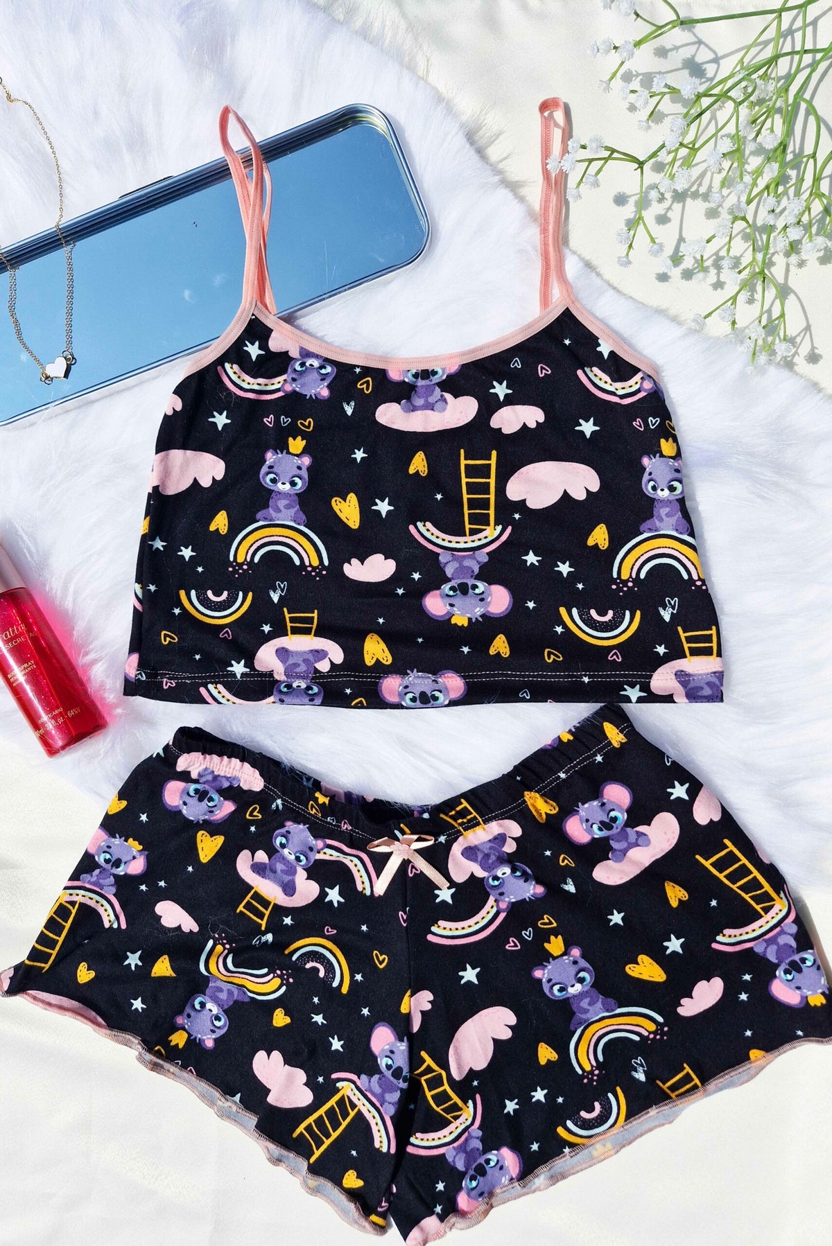 Baby Doll em Suede Estampado em Branco – Doce Malícia