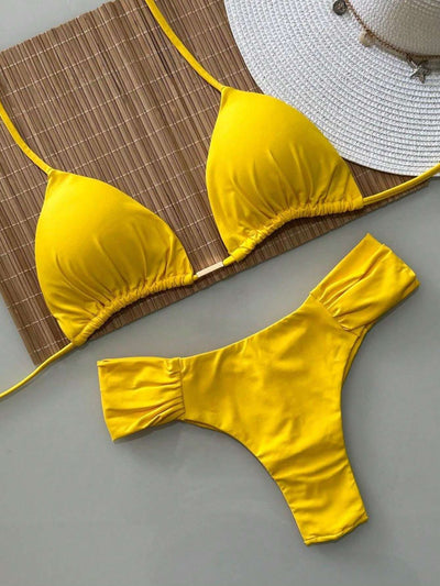 Biquíni Triangular Amarelo com Argola – Doce Malícia