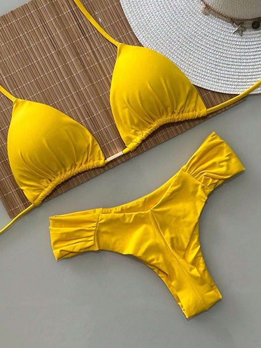 Biquíni Triangular Amarelo com Argola – Doce Malícia