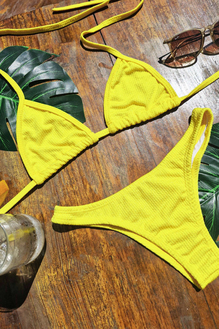 Biquíni Cortininha Canelado Brilhoso Amarelo Neon – Doce Malícia — Doce Malícia