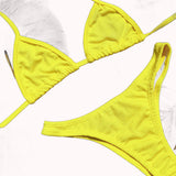 Biquíni Cortininha Canelado Brilhoso Amarelo Neon – Doce Malícia