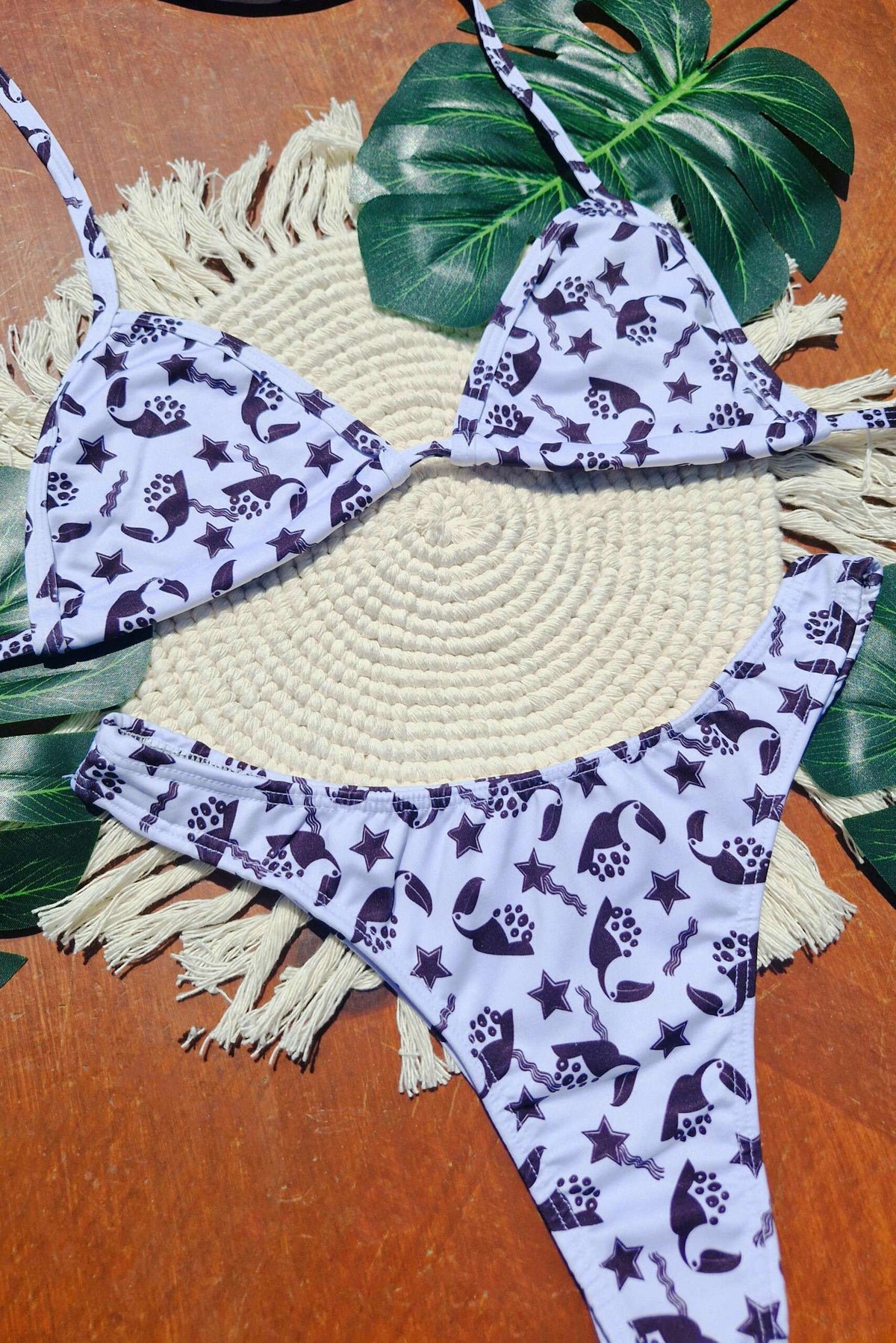 Biquíni Cortininha Estampado em branco/preto – Doce Malícia